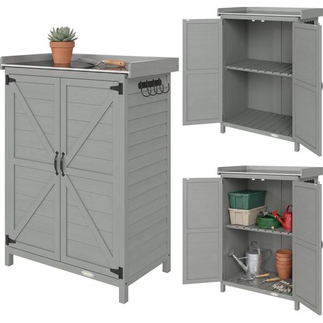 Grey Wooden Garden Tool Shed 71.5 x 39 x 95 cm (1/5)