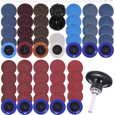 60 disques de ponçage de 5 cm (2 pouces), 50 paires de disques à poncer, roue dentée verrouillable, papier de verre, paire de feuilles abrasives, chiffon abrasif, feuille de polissage (1/5)
