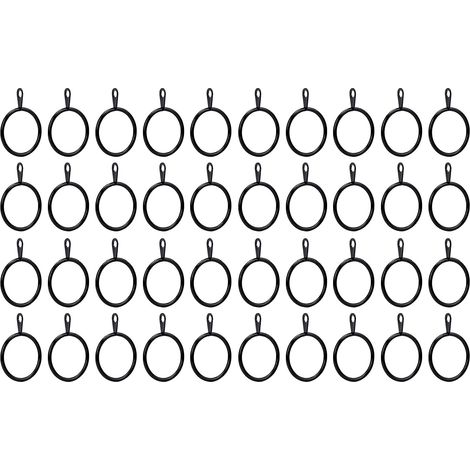 Anneau de rideau noir, cercle de draperie de fenêtre avec œillet pour tringle jusqu'à 1.0 pouces, 40 pièces (1/5)