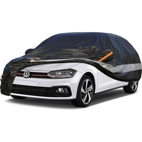 Autoabdeckung 10 Schichten Wasserdicht Atmungsaktiv für VW Polo (2001-2023) Schwarz (1/5)