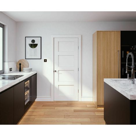 Shaker 4 Panel White Primed Panel Door 1981 x 838mm (1/2)