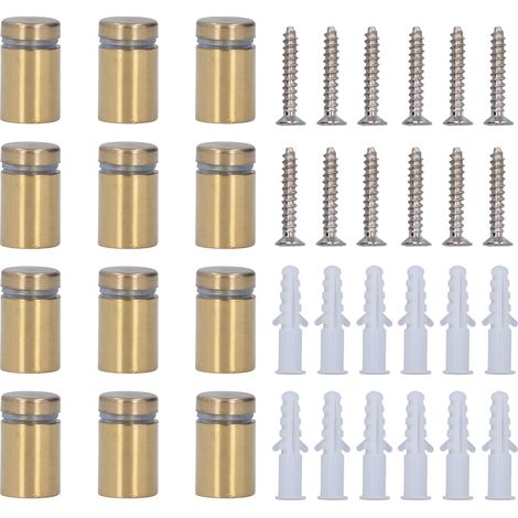 12 supports publicitaires en acier inoxydable pour clous, vis d'écartement murales, quincaillerie de montage 16x25mm, lot de 12 (1/5)