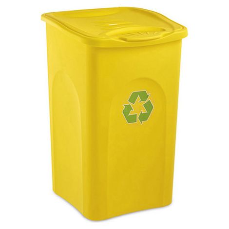 Bidone Pattumiera 50L con Coperchio Cestino Multiuso per Raccolta Differenziata e Panni da Bucato giallo Made in Italy