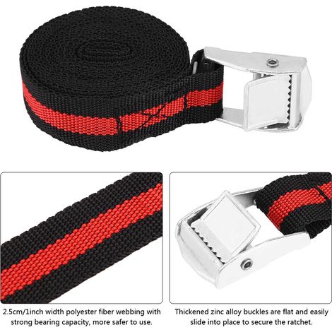 Ensemble de 4 sangles de chargement de 2,4 m pour voiture/camion, sangles de fixation de bagages, boucles à cliquet (1/5)