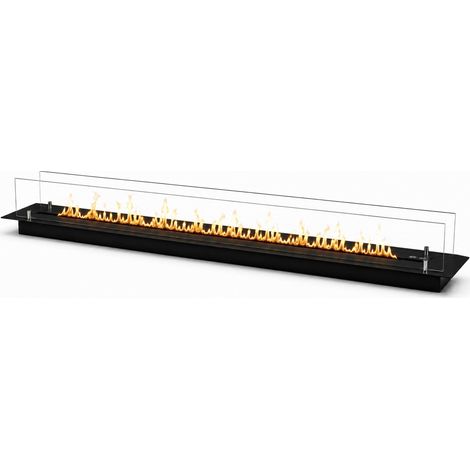 Brûleur de cheminée bioéthanol encastrable Topline - 4 litres, 150 x 21 x 25 cm, édition noire en acier (1/5)