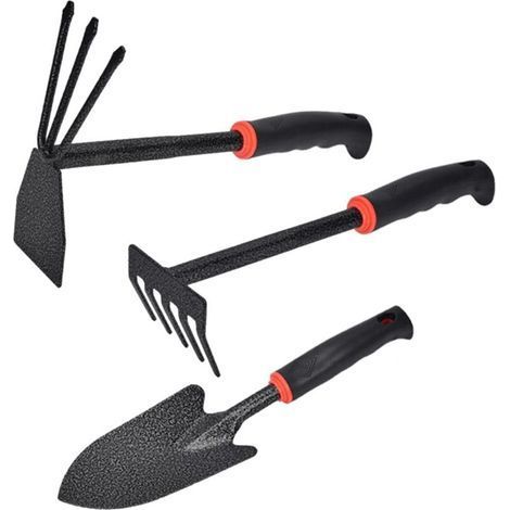 Conjunto de Herramientas de Jardinería, Kit de 3 Piezas de Herramientas de Jardín, Kits de Herramientas para el Jardín, Azadilla de Mano, Rastrillo de Mano, Pala Pequeña de Jardinería, para Airear el (1/5)