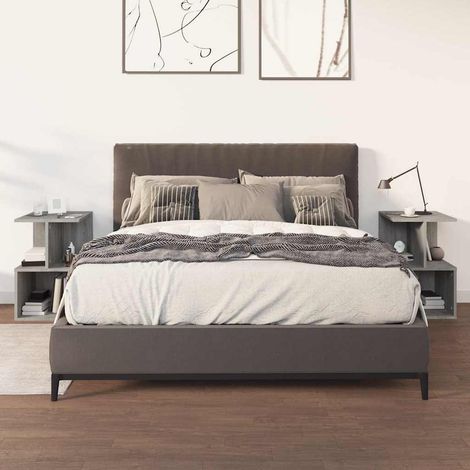 Mesitas noche 2 uds madera contrachapada gris 35x35x55cm