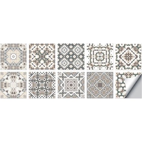 Juego de 10 pegatinas autoadhesivas para azulejos 15 x 15 cm, pegatinas azulejos PVC impermeables, papel tapiz decorativo pared resistente aceite (1/5)