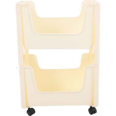 Storage Cart Large Capacity Thickened Mobile Storage Rack with Lockable Casters for Books Toys Seasoning Bottles 2 Tier Beige (1/5)