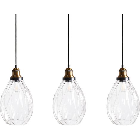 Lámpara Colgante Iluminación 3 Luces Pantalla de Vidrio y Metal Transparente Coosa