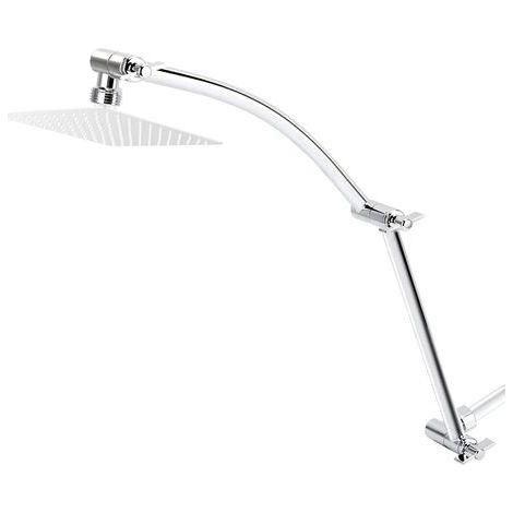 Bras de douche extensible, réglable, installation sans outil, finition chromée, pour tous les angles, connecteur universel G1/2 (19 pouces, argent) (1/5)