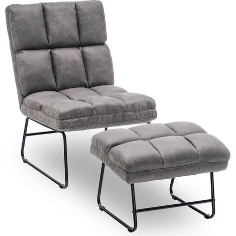 M MCombo Relaxsessel Fernsehsessel Loungesessel Sessel Hocker Set Stoffbezug Dunkelgrau 0016DE (1/5)