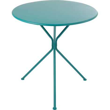 Table de Jardin en Métal "Tripod" 72cm Turquoise (1/4)