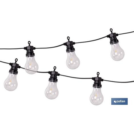 Guirnalda de bombillas LED 10 uds. con panel solar A19 3,6 W