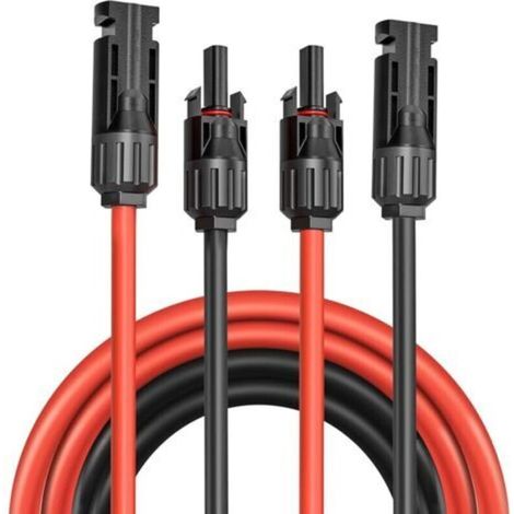 4 mm² Solarkabel – 1 m/2 m/3 m/4 m/5 m/6 m/10 m Verlängerung – UV-beständig – VDE-zertifiziert – mit Solarsteckern – für Photovoltaik-Anlagen (rot/schwarz) (4 mm²/2 m) (1/5)
