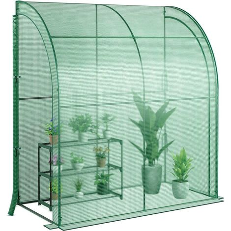 Foliengewachshaus begehbares mini gewachshaus mit blumenregal 1985 x 98 x 215 cm grun 883063