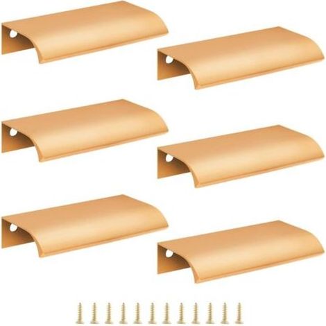 Lot de 6 poignées de placard de cuisine dissimulées en aluminium avec trou central de 64 mm – Poignée de porte invisible pour armoire (1/5)