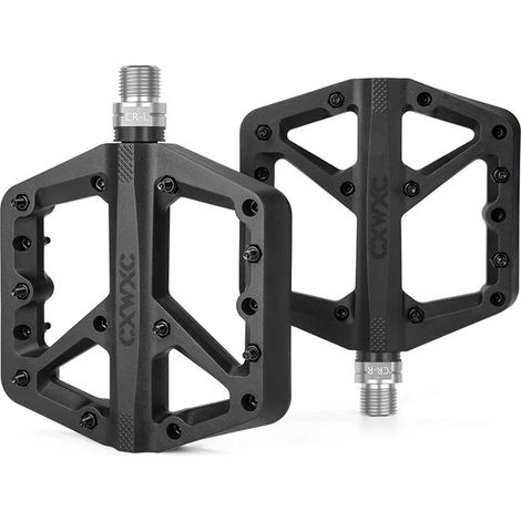 Pédales de vélo plates CXWXC noires, roulements étanches en nylon (1/4)