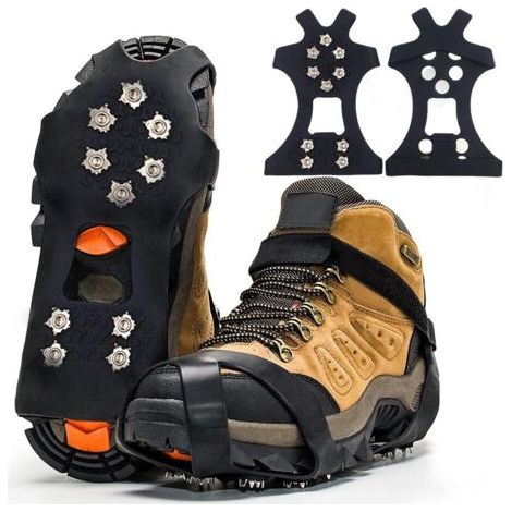 1 Paire de Crampons Antidérapants pour Chaussures, 10 Pointes, Traction sur Glace et Neige pour Randonnée Hivernale