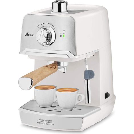 Ufesa CE7238 Cream Macchina Caffè Espresso e Cappuccino, Pressione 20 BAR, 2 modalità: caffè macinato o dose singola, Vaporiera Regolabile, Serbatoio 1.2L, 850W, Funzione Scaldatazze (1/4)