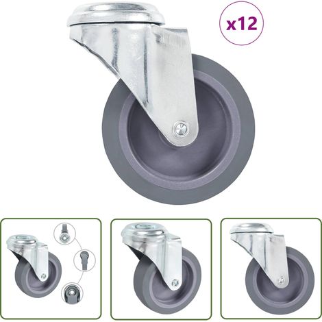 vidaXL 12 Stk. Lenkrollen mit Bolzenloch 75 mm (1/5)