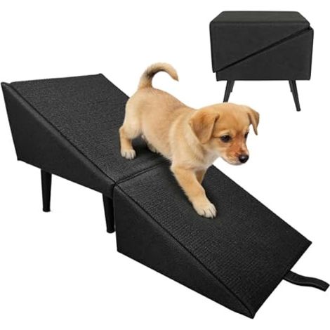Escalier pour Chien, Rampe pour Chien 2 en 1 pour Canapé et Lit Rampe Ottomane Pliable Antidérapante pour Animaux Marches Noir avec Ventouses Antidérapantes pour Chiens et Chats Escalier pour Animaux (1/5)