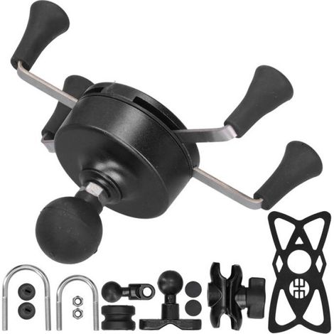 Support Téléphone Portable - X-Grip - Pour Guidon Vélo Moto - Réglage Bille-Douille - Universel iOS Android - Noir - 1 Pièce (1/5)
