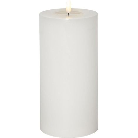 Star Trading Bougie Flamme Flow Big, bougie ronde, LED, blanche, minuterie, pile, blanc chaud, 22,5 cm