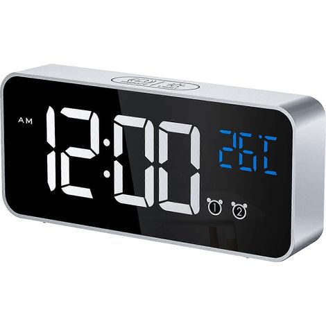 Réveil numérique à LED avec contrôle de la température, alarme instantanée, 2 alarmes, format 12/24 heures, fabriqué aux États-Unis. (1/5)