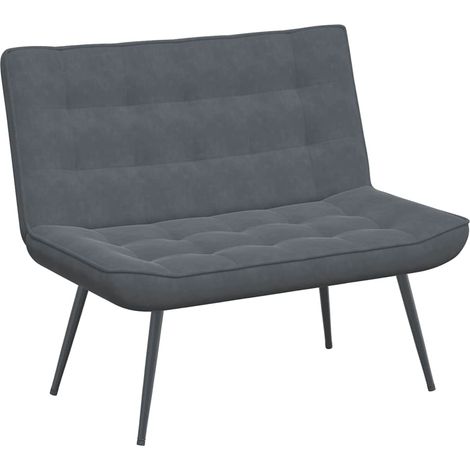 Banc gris foncé 110x74x84 cm velours (1/5)