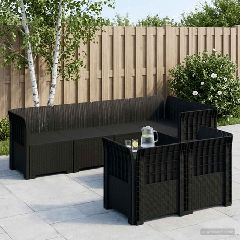 vidaXL Divano da Giardino 7 Posti Aspetto Rattan PP Antracite (1/5)