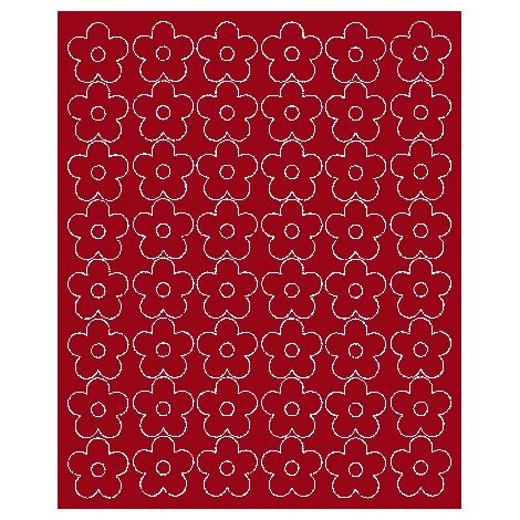 Fleurs autocollantes murales 3 cm, 48 pièces, rouge foncé mat