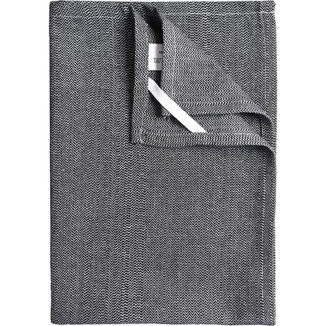 Torchon de cuisine en coton motif chevrons tissés Noir 45x65 cm (1/3)