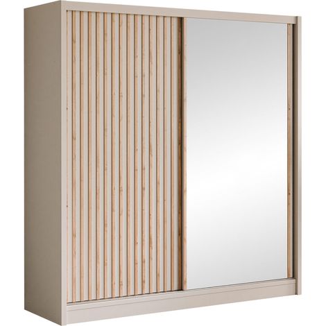 Armario Gemes, Cachemira + Roble wotan, 215x203x60cm, Puertas de armario: Correderas, Número de estantes: 0