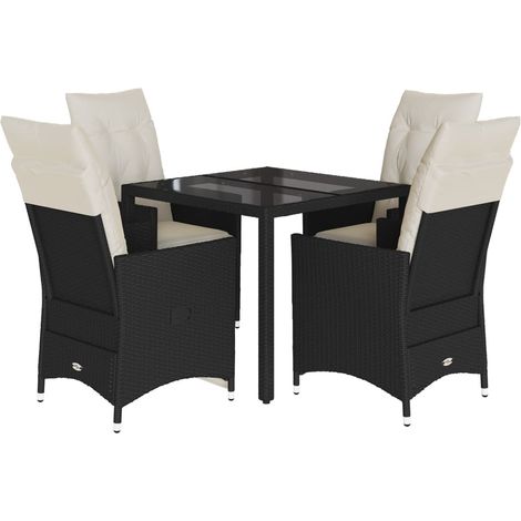Ensemble à manger de jardin coussins 5pcs Mobilier de jardin Noir Résine tressée (1/5)