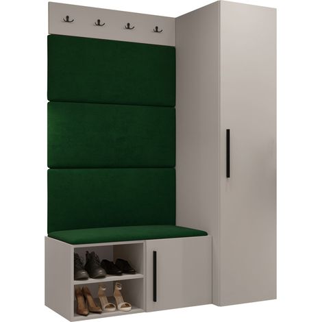 Conjunto para recibidor Nitos II, Manila 35, 191x124x50cm, Tapiz, Aglomerado laminado, Montada en la pared, Colocada