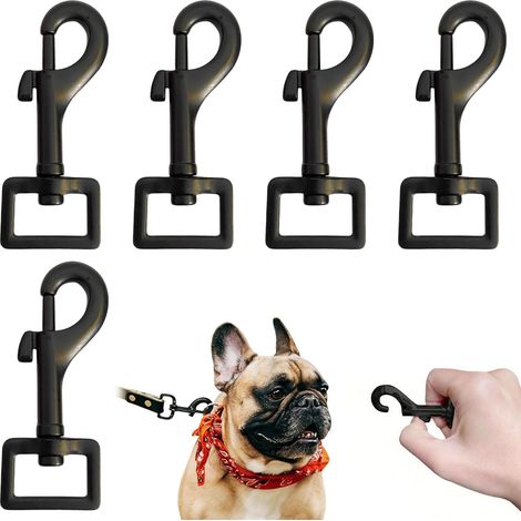 Lot de 5 Mousquetons Pivotants Robustes Noir 72 x 20,5 mm – Crochet Métal pour Laisse de Chien, Collier, Sangle et Accessoires (1/5)