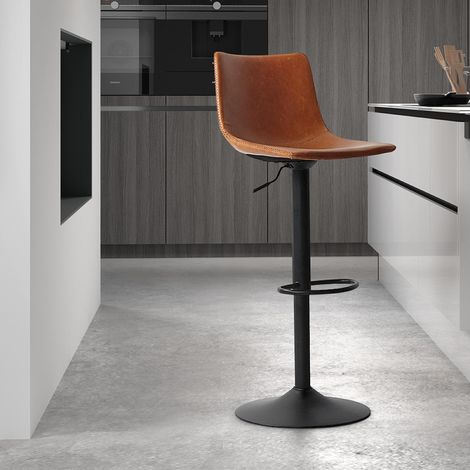 Tabouret de bar réglable en PU cognac TREVISO (lot de 2) (1/5)
