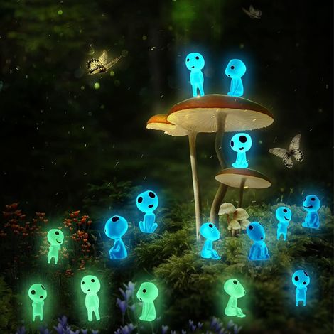 15 Figurines Kodama, Résine, Lumineuses dans le noir, 3-6cm, Décoration Jardin, Maison, Voiture