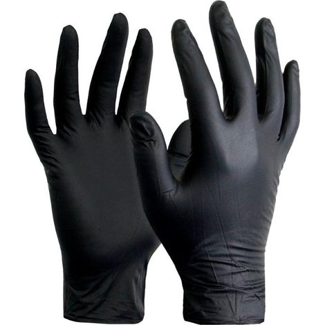 Guante de nitrilo reutilizable para taller alimentario negro 4gr 100unid