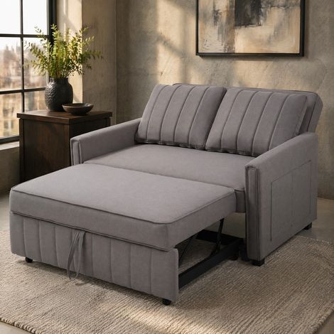 Divano letto 127/180 cm in Antique Gray con schienale regolabile e 2 cuscini (1/5)