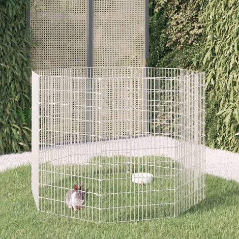 Clapier à lapin - Enclos Poulailler pour animaux 8 panneaux 54x100 cm Fer galvanisé BV865310 - BonneVie (1/5)