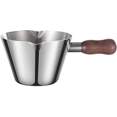 Expresso café verre doseur 304 acier inoxydable avec bois poignée et double bec 100ml capacité (1/5)