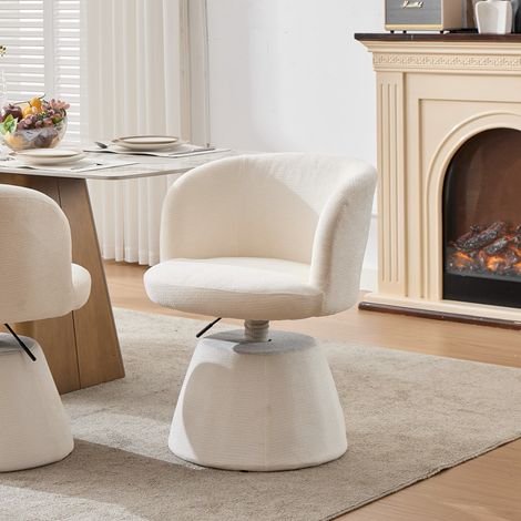 Tabouret de bar pivotant 360° réglable en hauteur, chaise en chenille pour îlot et coiffeuse, beige