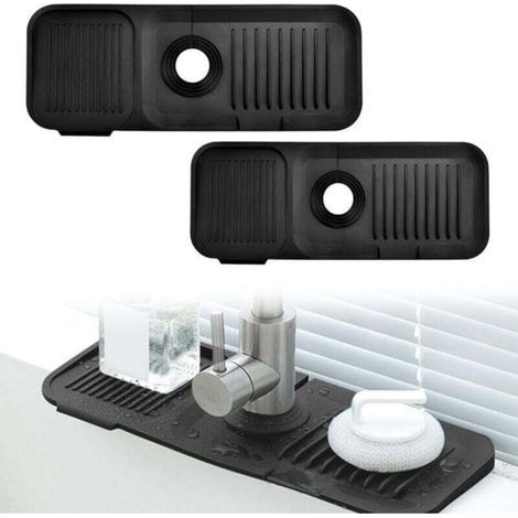 [JAMAIS UTILISÉ] 2PCS Tapis de Robinet en Silicone Tapis de Séchage Robinet Tampons de Drainage en Silicone Tapis d'Evier en Silicone Plateau Anti-Gouttes en Silicone Tapis de Robinet en Silicone pour (1/4)