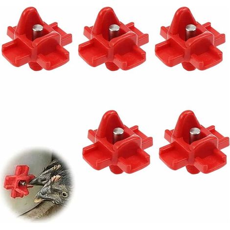 Abreuvoir Poules, Tétine à Eau de volaille, Buveurs d'eau de Poulet en Plastique, Poulet Abreuvoir Automatique, Abreuvoir Automatique pour tétine de Poulet avec Montage latéral Horizontal,5pc (1/5)