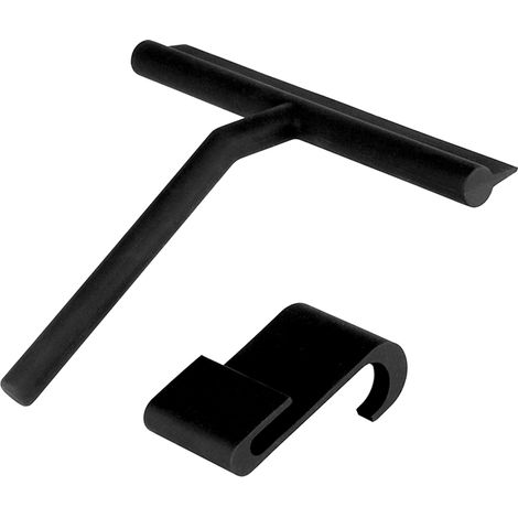 Escobilla de silicona para ducha con gancho para puerta de ducha, kit de limpieza de ventanas de goma, escobilla para parabrisas de coche, antideslizante y quitamanchas, negra (1/5)