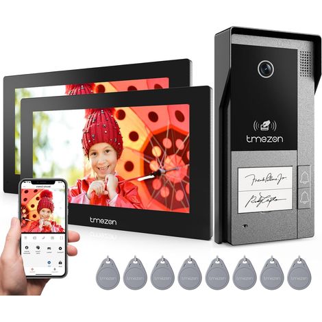 M790 Visiophone sans Fil 2 Familles,Interphone Vidéo Connecté 2 Fils avec 2 Moniteurs Tactiles IP,Sonnette Filaire Extérieur à Vision Nocturne, Ouverture Porte par Badges/App (1/5)