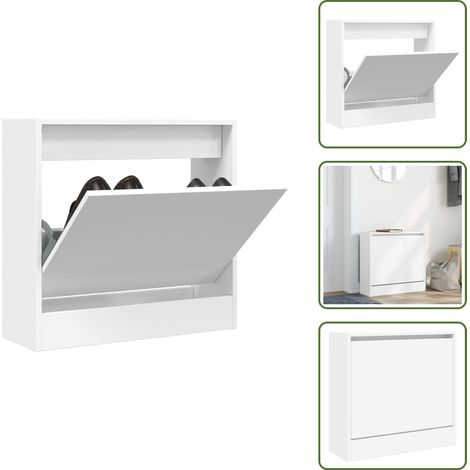 The Living Store Schuhschrank Weiß 60x21x57 cm Holzwerkstoff - Schuhschrank Weiß (1/5)