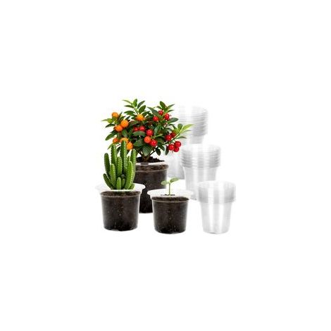 Pots de Fleurs en Plastique, Pot pour Semis, 10/12.7/16.5 cm, 15 Pcs Godet de Culture Rempotage, Godet Repiquage Plantation Transparent, pour Semis, Orchidées, Graines- Tailles Mixtes